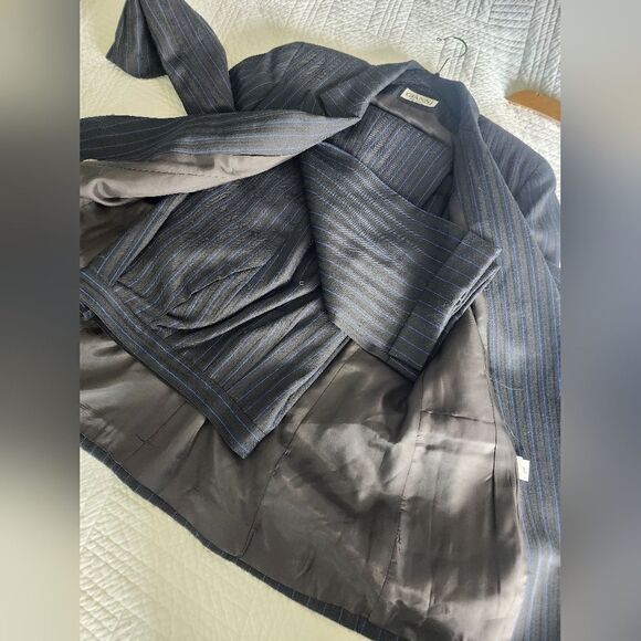 GIANNI wool suit trousers and double breasted blazer pinstripe suit - Picture 7 of 14
